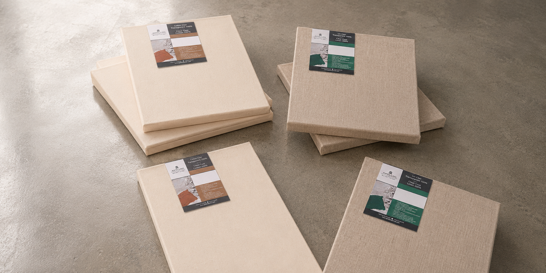 Assortment of clear-coated cotton and linen Apollon canvases