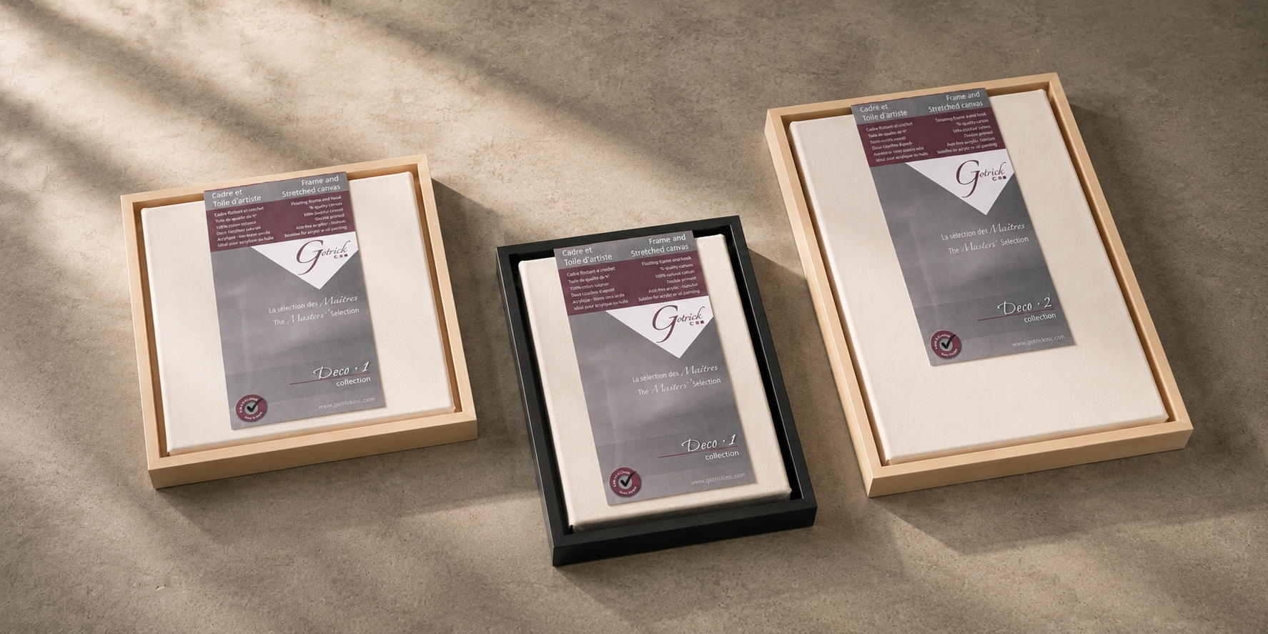 Apollon Deco canvases in natural and black floating frames