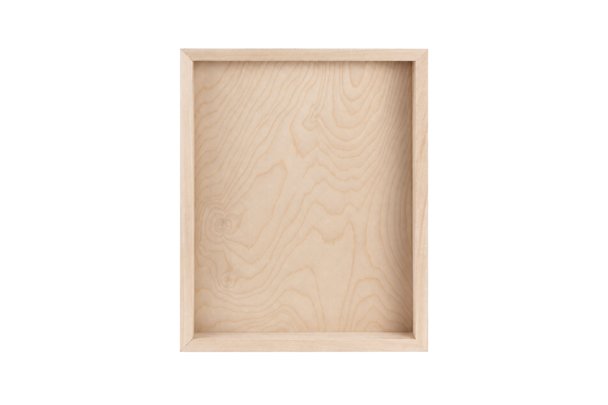 CB 2.5 natural birch wood panel with 2½ in cradled profile, back view on white background.