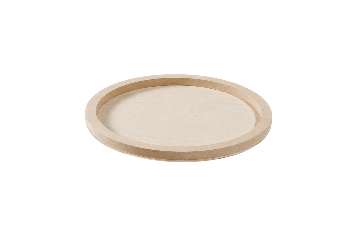 Apollon round cradled birch wood panel, 1⅝″ profile, angled view