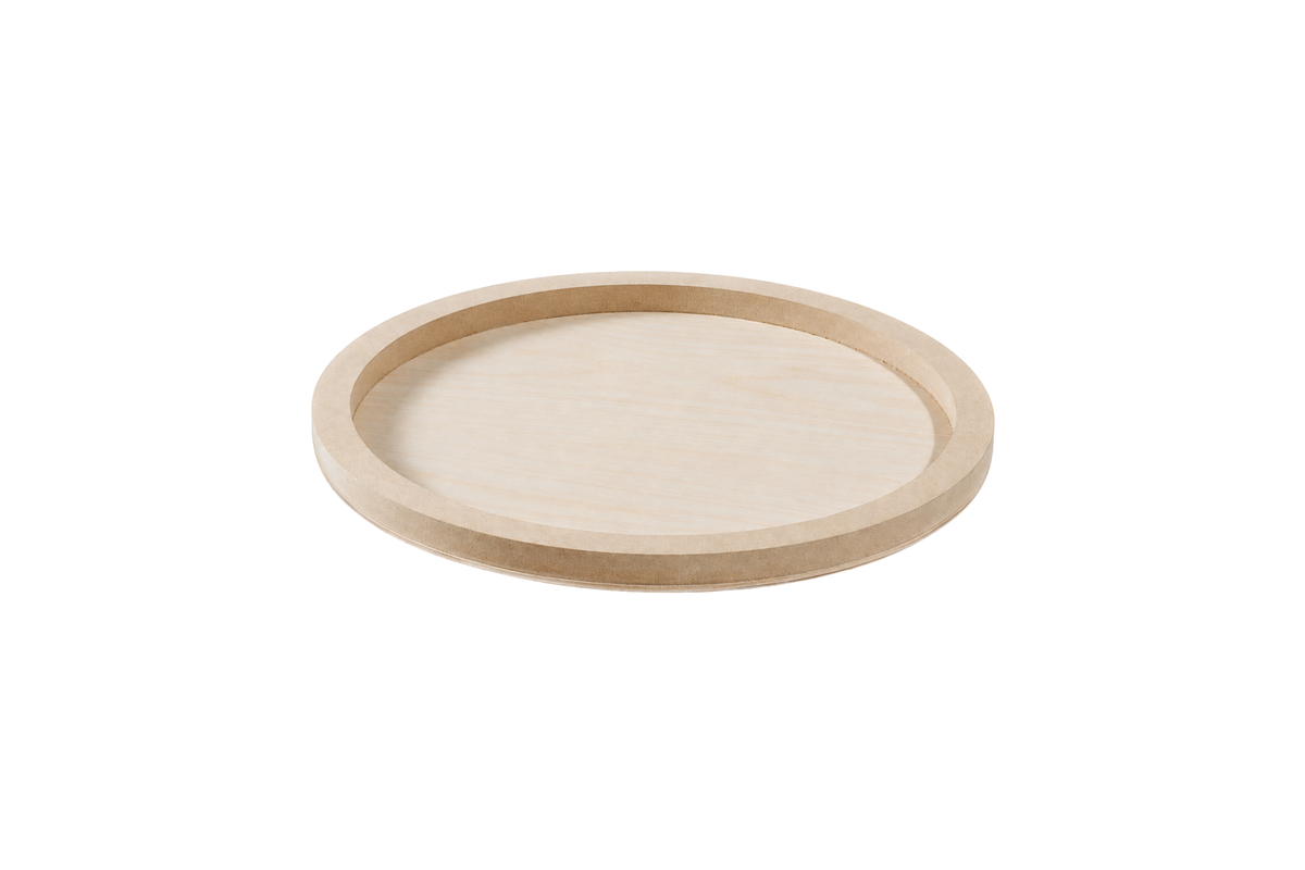 Apollon round cradled birch wood panel, ⅞″ profile, angled view