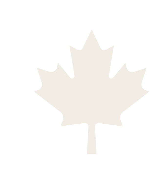 A light beige maple leaf icon centered on a solid white background.