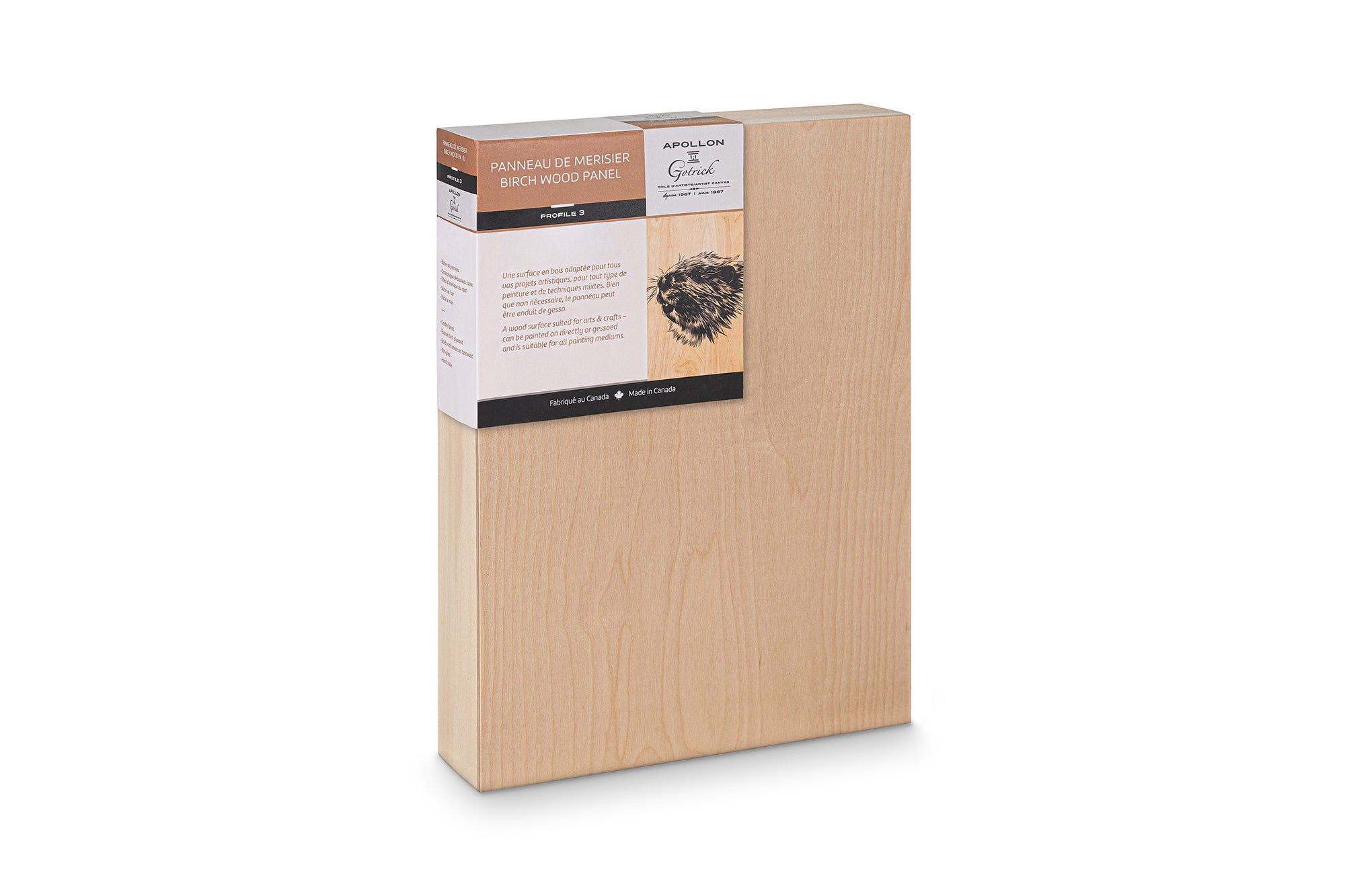 Apollon 3″ profile cradled birch wood panel