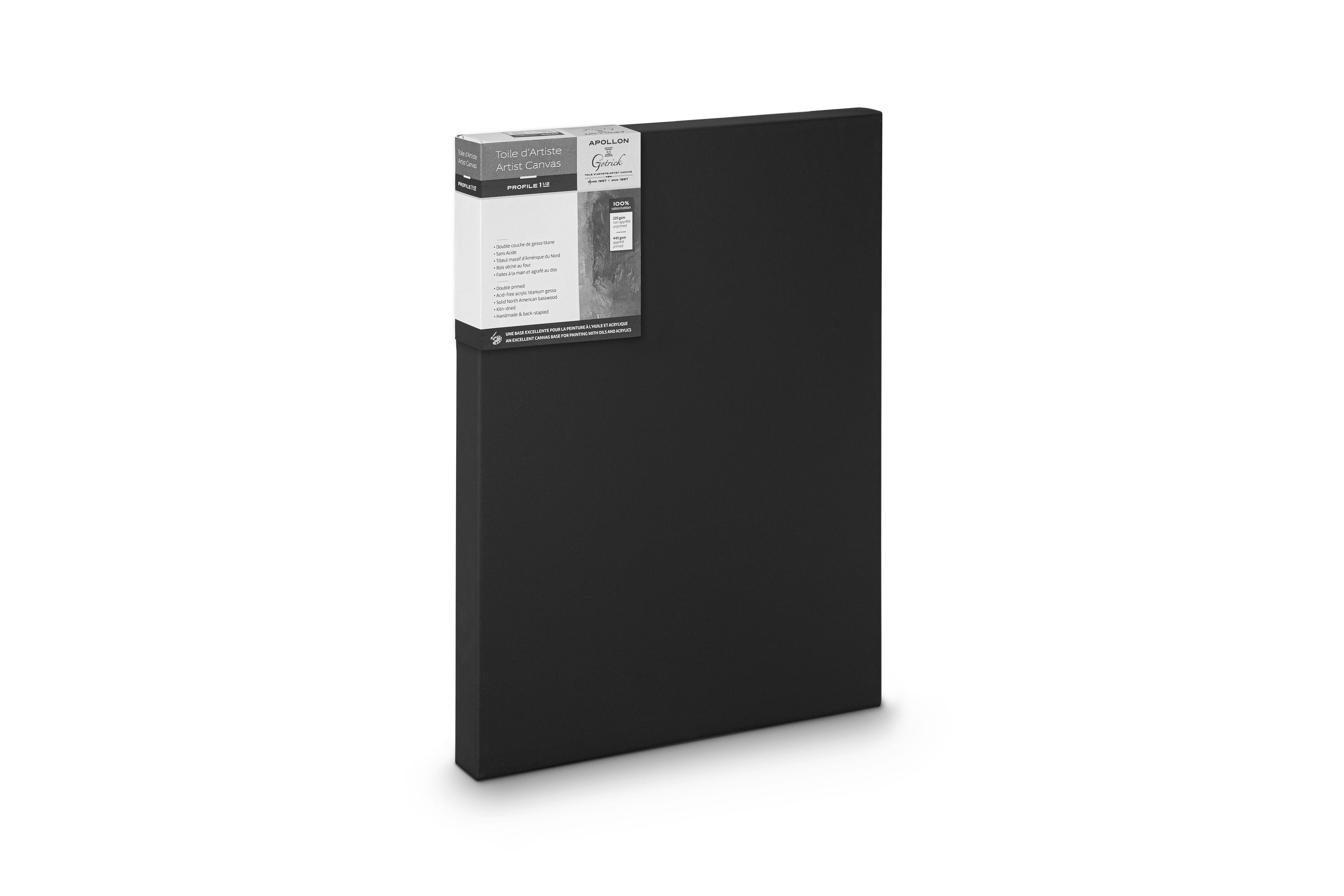 Apollon black-primed cotton canvas, 1½″ gallery profile