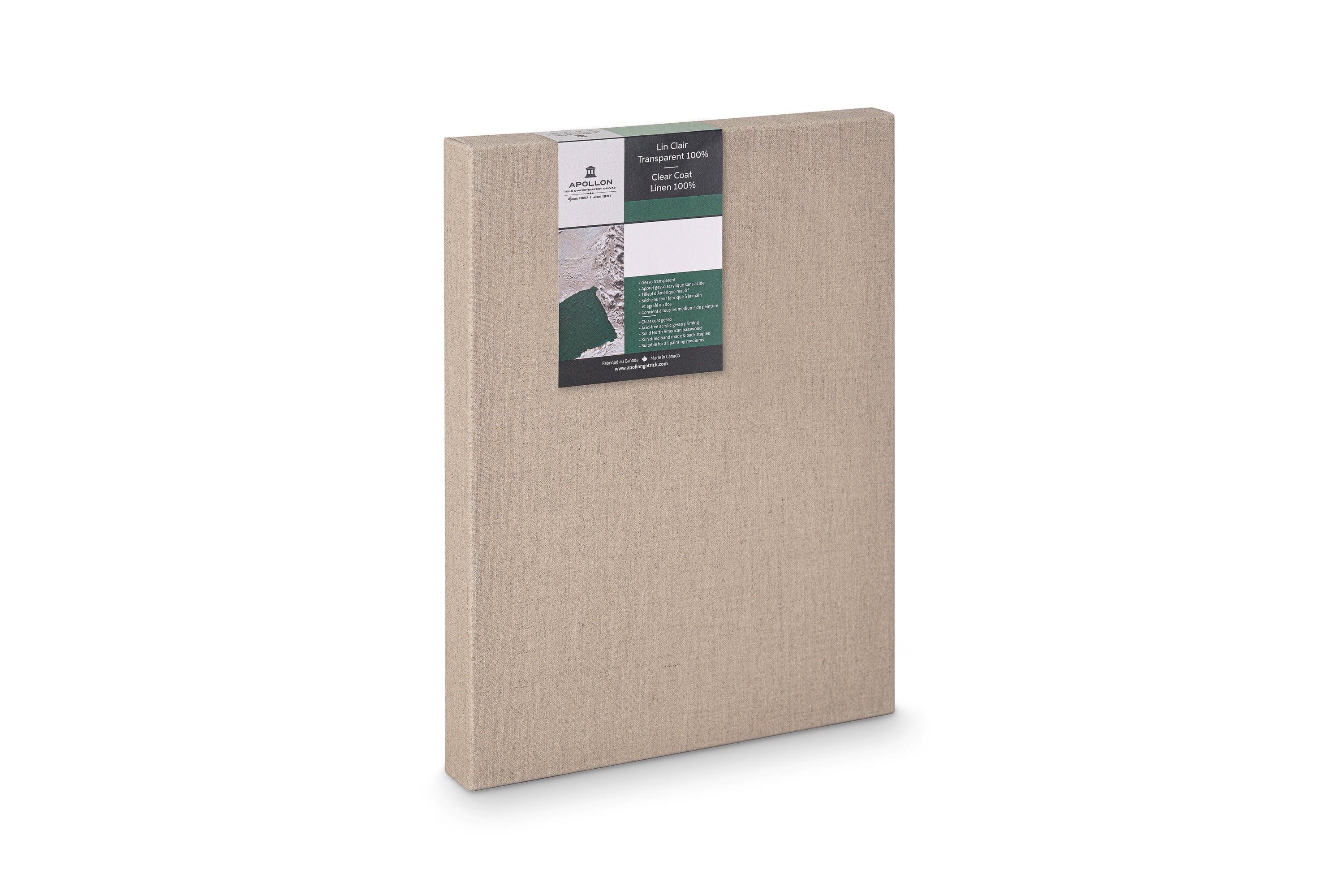 Apollon clear-coat linen canvas, 1½″ gallery profile
