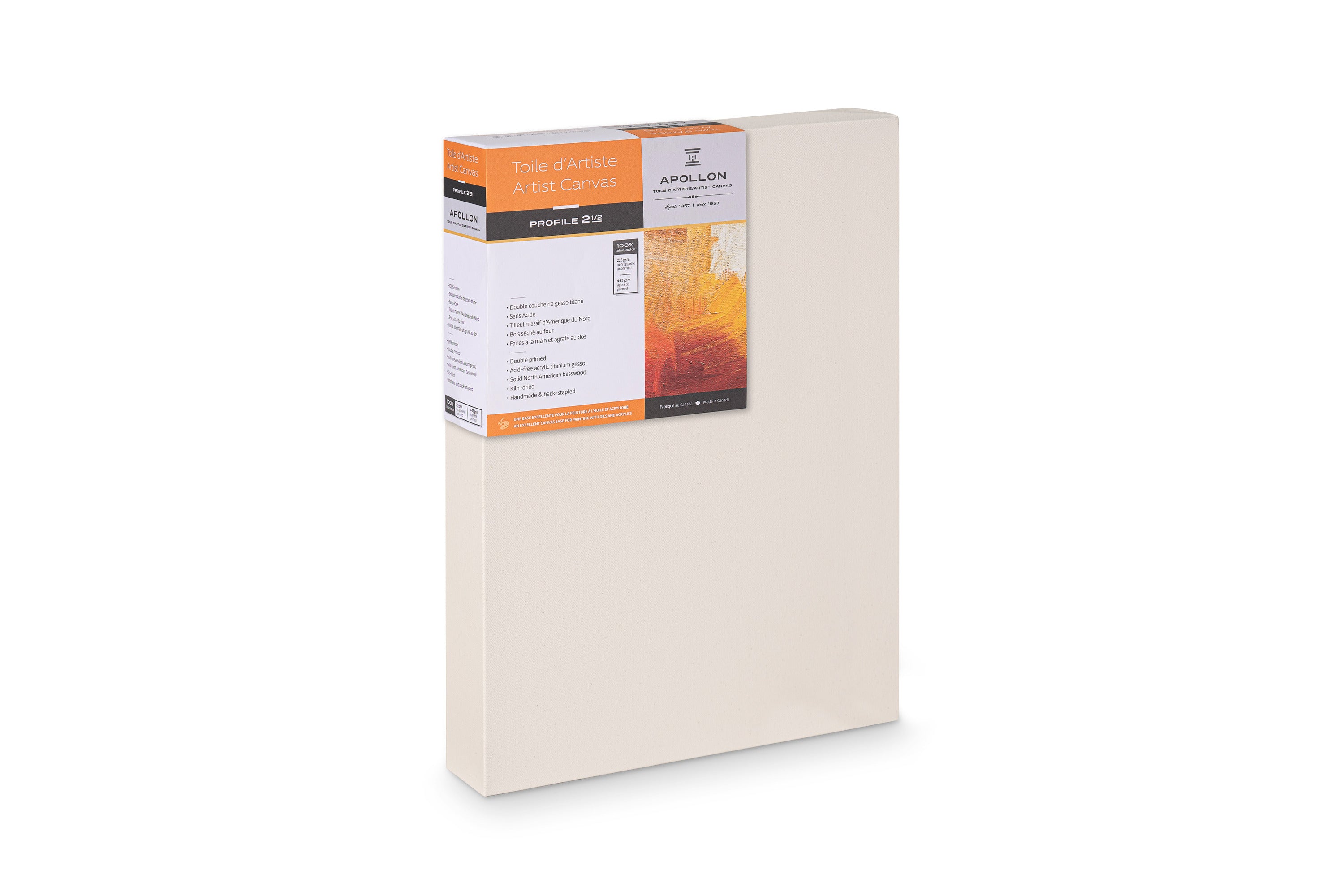 Apollon cotton artist canvas, 2½″ deep profile