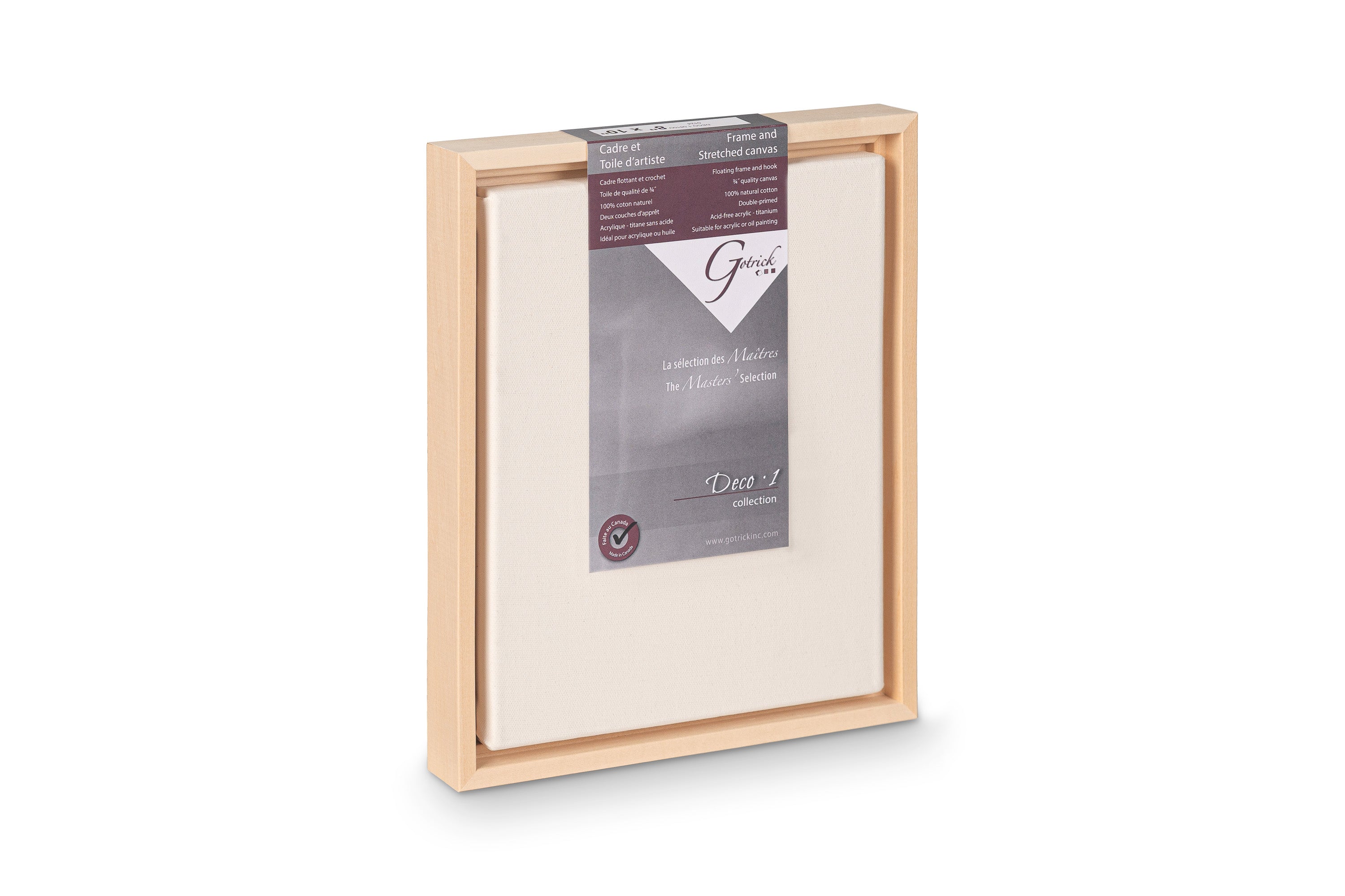 Toile à cadre flottant Apollon, profil standard ¾ po, autre vue