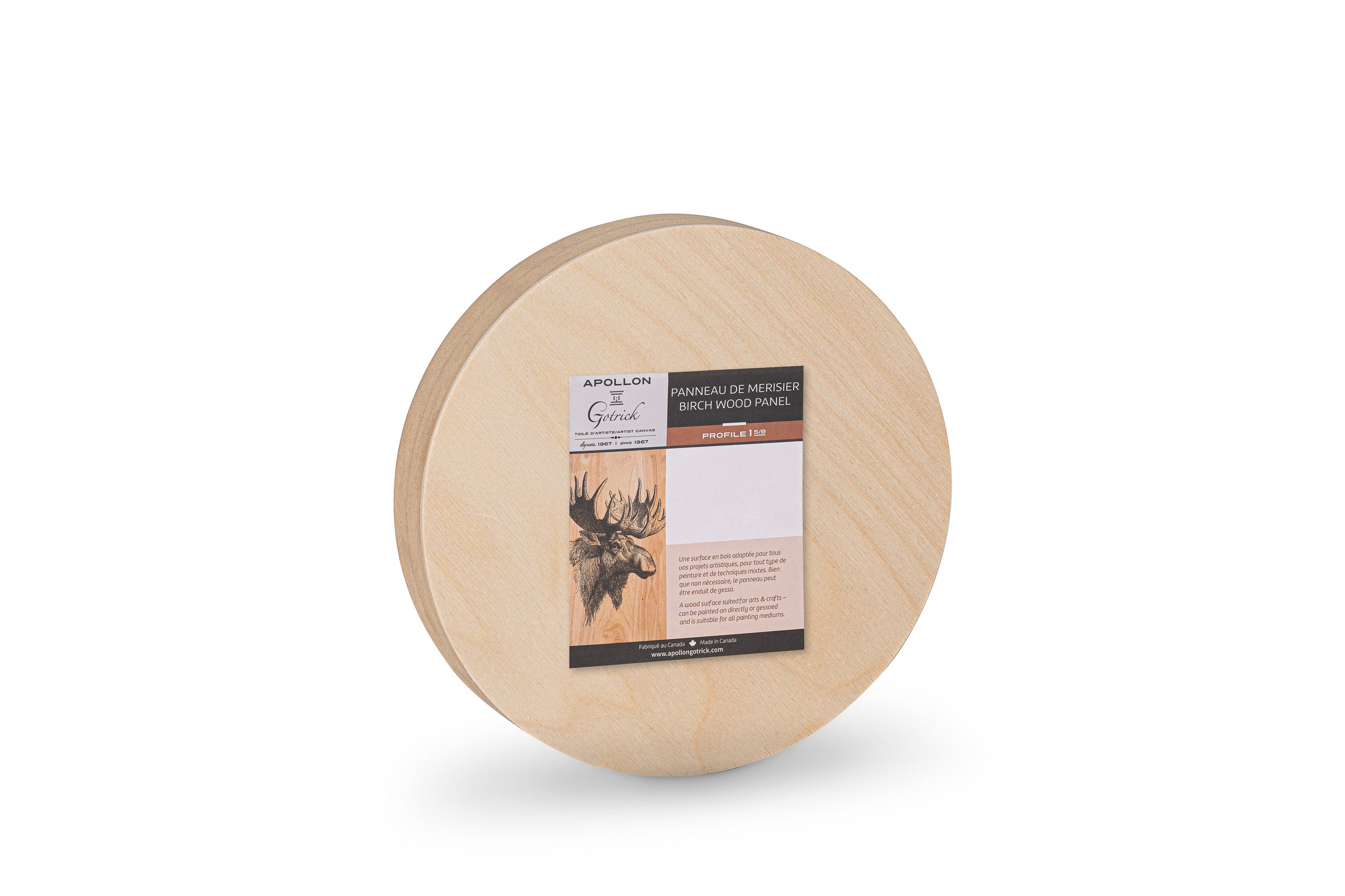 Apollon round cradled birch wood panel, 1⅝″ profile