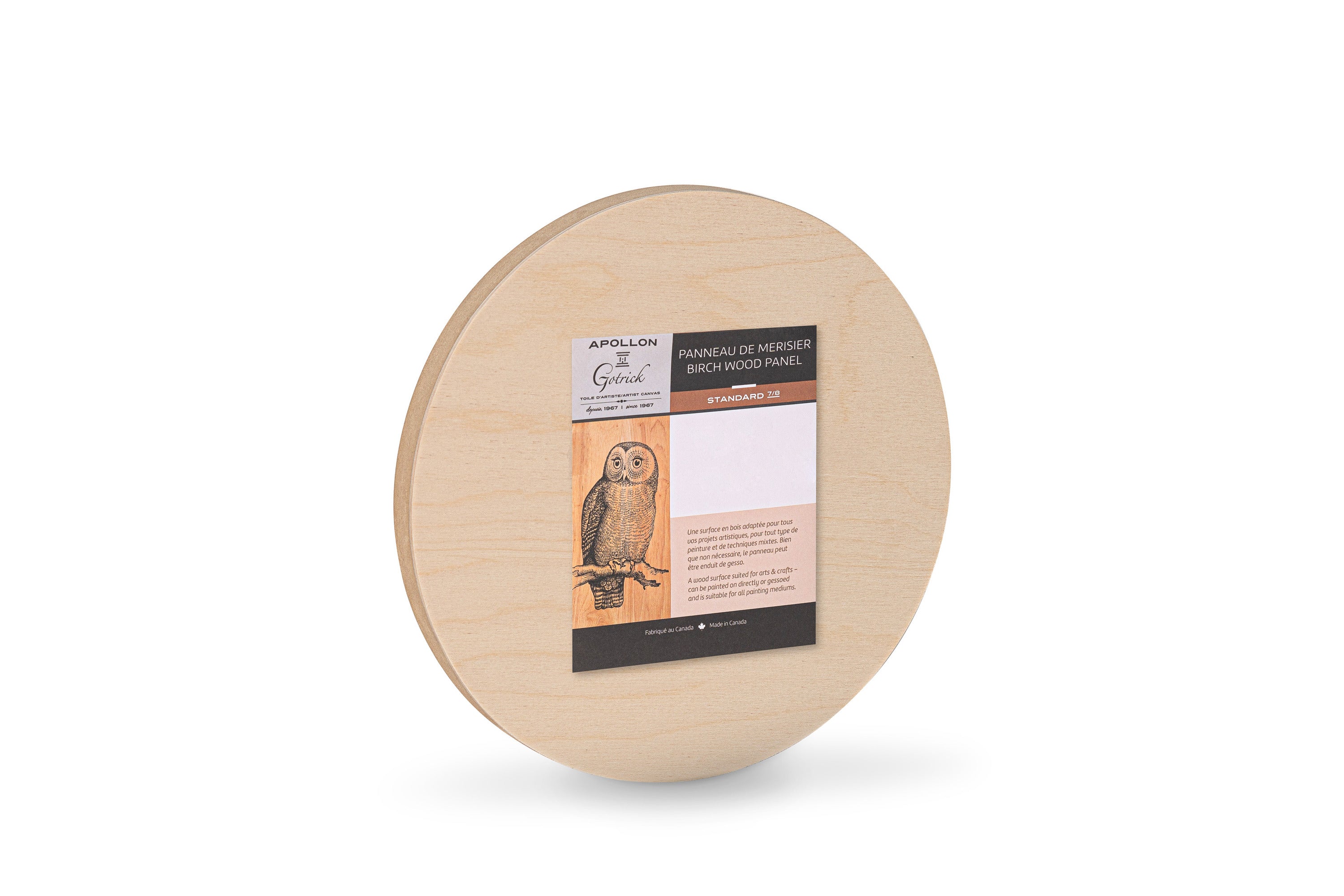 Apollon round cradled birch wood panel, ⅞″ profile
