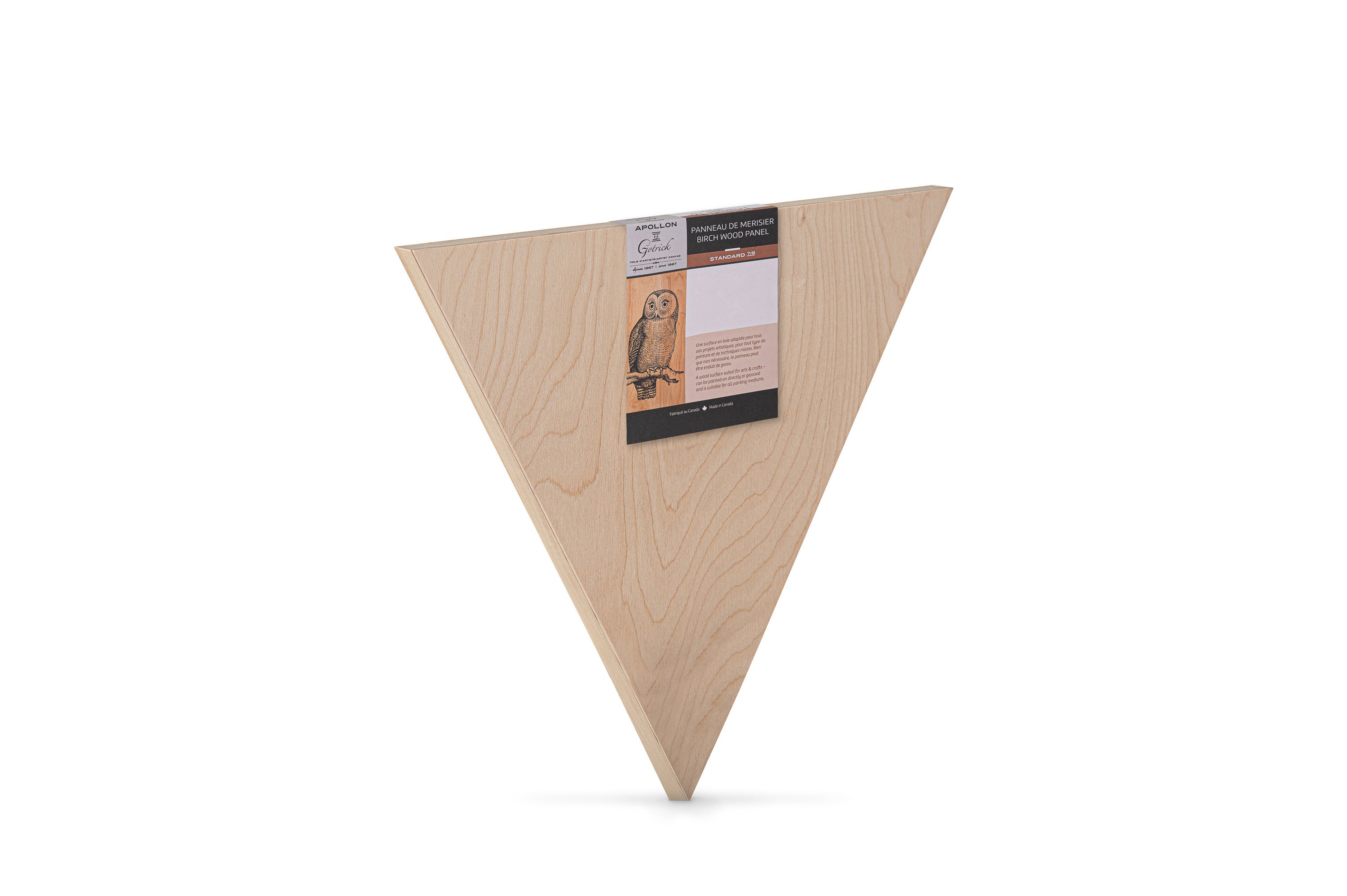Apollon triangular cradled birch wood panel, ⅞″ profile